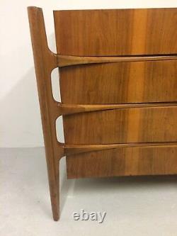 Exceptional & Rare MID Century Dresser In Book-matched Walnut By William Hinn