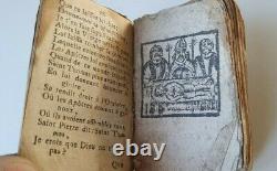 Extremely rare illustrated miniature prayerbook 1676, in original leather bag
