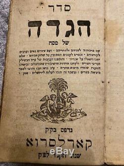 HAGADDAH Very Rare Karlsruhe 1796 Antique old Hebrew Books Judaica