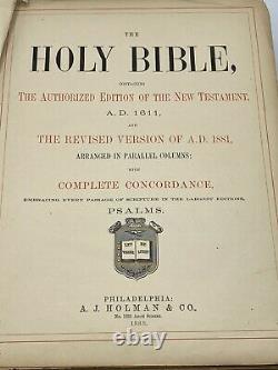 Holy Bible Antique Parallel Column Edition, Rare 1888 -133 Years old Illustrated