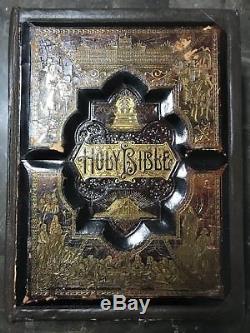 Holy Bible Antique Vintage RARE Edition Pictorial Family 1891 Parallel