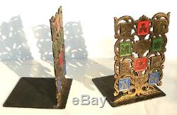 Israel 50s Rare Brass Book Ends 12 Bible Hebrew Tribes of Israel, Antique Judaica