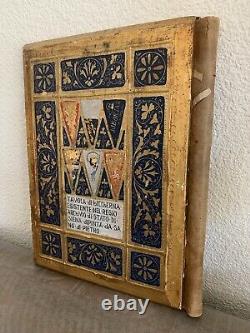 Italian Antique Wooden Fine Handcrafted Book Cover Rare