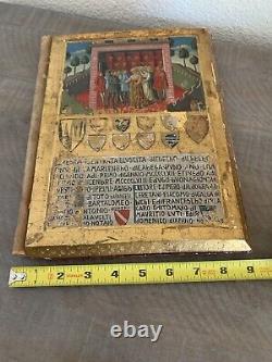 Italian Antique Wooden Fine Handcrafted Book Cover Rare