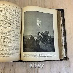 LARGE ANTIQUE 1880's CATHOLIC FAMILY HOLY BIBLE LATIN VULGATE