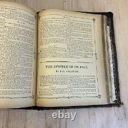 LARGE ANTIQUE 1880's CATHOLIC FAMILY HOLY BIBLE LATIN VULGATE