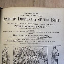 LARGE ANTIQUE 1880's CATHOLIC FAMILY HOLY BIBLE LATIN VULGATE