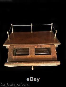 LATE 19THc TABLE BOOK / BIBLE STAND WITH BRASS GALLERY. RARE