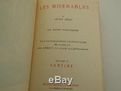 Les Miserables- 5 Vol. Set- VICTOR HUGO- Classic Play- Antique Illustrated RARE