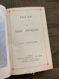 MRS. HEMANS Book Poems By Mrs. Hemans 1800s, Routledge, Illustrated, RARE/Antique