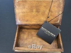 Maitland Smith Antique Brown Leather Book Box With Gold Leaf Accents Rare