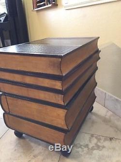 Maitland Smith Stacked Leather Books Form End Table with5 Drawers Rare