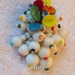 Miriam Haskell Vintage Multi Coloured Glass Beads Dress Clip- Book Piece &rare