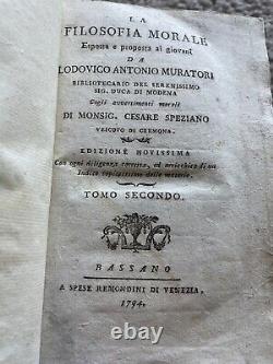 Moral Philosophy 1794 Antique Book Rare Cream Restored Binding