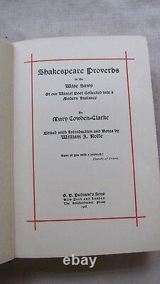 Old Rare Antique Book Shakespeare Proverbs by Mary Cowden-Clarke 1908 1st Ed. GC