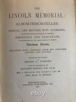 Osborn H. Oldroyd THE LINCOLN MEMORIAL ALBUM-IMMORTELLES Antique Book Rare