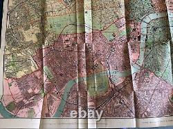 PHILIPS MAP of LONDON c. 1880 RARE Antique FOLD-OUT color MAP hardcover