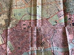 PHILIPS MAP of LONDON c. 1880 RARE Antique FOLD-OUT color MAP hardcover