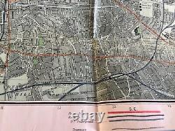 PHILIPS MAP of LONDON c. 1880 RARE Antique FOLD-OUT color MAP hardcover