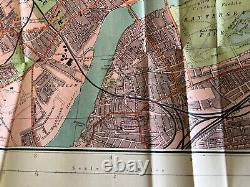 PHILIPS MAP of LONDON c. 1880 RARE Antique FOLD-OUT color MAP hardcover