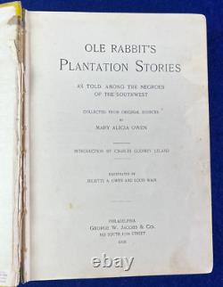 Plantation Stories Ole Rabbit African American Folklore 1898 1st Ed Antique Book