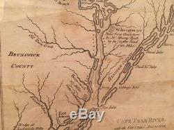 RARE 1781 Revolutionary War Map, Cape Fear River, Wilmington, North Carolina, NC