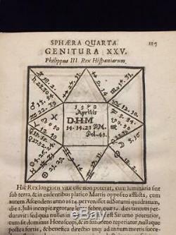 RARE 17th century Antique Astrology Book vellum plates 1665 Comitis De Flisco