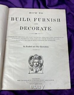 RARE 1800s How to Build Furnish & Decorate Illustrated Building Plan Guide Book