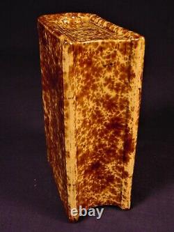 RARE 1800s SMALL ANTIQUE BENNINGTON BOOK FLASK ROCKINGHAM GLAZE YELLOW WARE MINT