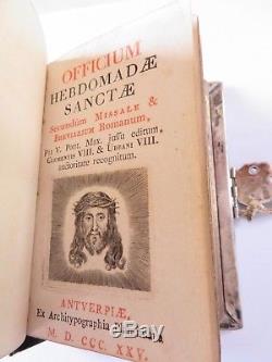 RARE 1825 OFFICIUM HEBDOMADAE SANCTAE, HOLY WEEK BOOK with SILVER COVER