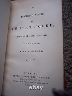 RARE 1856 The Poetical Works of Thomas Moore Vol 1, 4 and 5 Antique 6.5 x 4.5