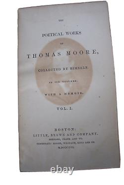 RARE 1856 The Poetical Works of Thomas Moore Vol 1, 4 and 5 Antique 6.5 x 4.5