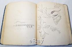 RARE 1889 Antique CALLIGRAPHY Hand Written AUTOGRAPH BOOK Penmanship BIRDS