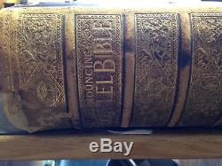RARE 1898 Antique LEATHER Family BIBLE GATELY & FITZGERA THE KING JAMES