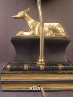 RARE 1973 CHAPMAN Whippet Greyhound Dog Sculpture Book Library Table Lamp Lite