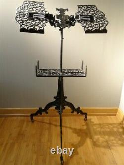 RARE ANTIQUE 1892 Patented Cast Iron Filigreed Bible/Dictionary/Music Stand