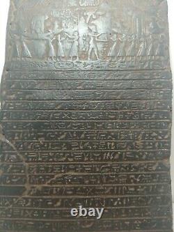 RARE ANTIQUE ANCIENT EGYPTIAN Stela Book of Dead Funeral Boat God Horus 1425 Bc