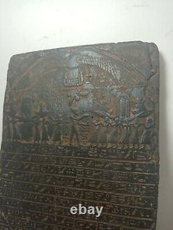 RARE ANTIQUE ANCIENT EGYPTIAN Stela Book of Dead Funeral Boat God Horus 1425 Bc
