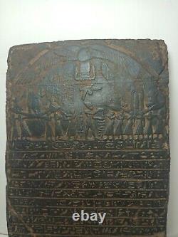 RARE ANTIQUE ANCIENT EGYPTIAN Stela Book of Dead Funeral Boat God Horus 1426 Bc