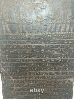 RARE ANTIQUE ANCIENT EGYPTIAN Stela Book of Dead Funeral Boat God Horus 1426 Bc
