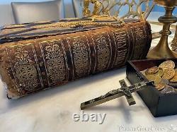 RARE ANTIQUE BIBLE LIKELY CATHOLIC LATE 1800's BOOK GOLD LEAFING