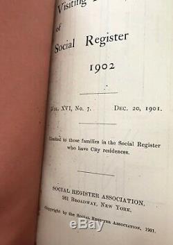 RARE ANTIQUE SOCIAL REGISTER Association New York Visiting List 1902 Society