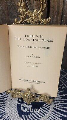 RARE ANTIQUE Through The Looking Glass Lewis Carol 1828 Alice In Wonderland Book