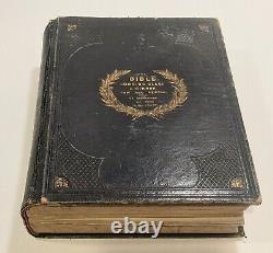 RARE! Antique 1848 BIBLE LOOKING GLASS 6 Books 2 Parts 173 Engravings 8 x 7