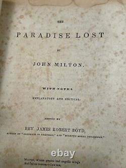 RARE Antique 1850 Milton's Paradise Lost with Notes by Prof. Boyd Hardcover Book