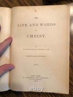 RARE Antique 1880 The Life and Words of Christ Two Volume Hardcover Book Set
