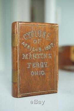 RARE Antique 1880s Folk Art AAFA Solid Wood Book Cyclone Martins Ferry Ohio 1887