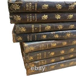 RARE Antique 1900s Leather 14 Book Set Thackeray Nelson & Sons Publishing