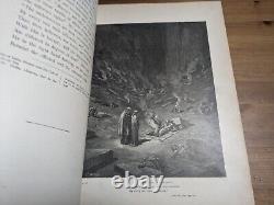 RARE Antique 19th Century DANTE'S INFERNO Gustave Dore Illustrated Book