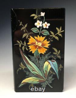 RARE Antique Bohemian Deep Black Amethyst Figural Book Moser Harrach Glass Vase